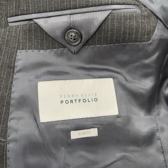 NWT Perry Ellis Portfolio Men’s Size 40S Gray 2-Button Blazer Sport Coat Jacket - Picture 6 of 7